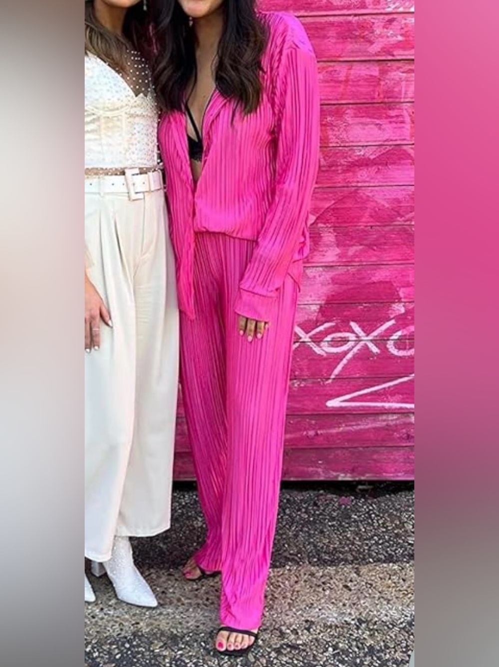 Pink pleated pants set - Picture 3 of 5